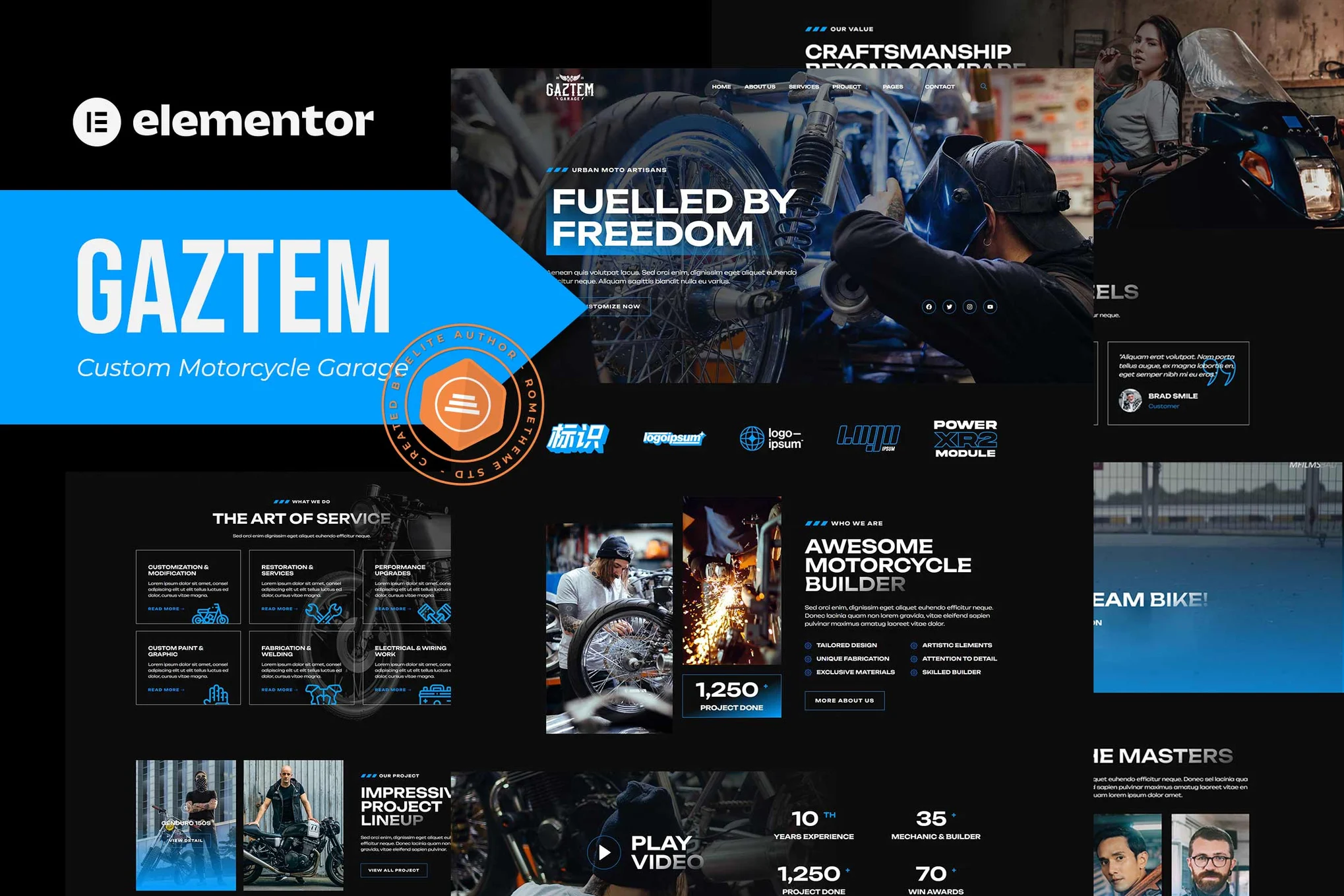 Gaztem - Custom Motorcycle Garage Elementor Template Pack - Photon Fluctuation Network | Professional WordPress repair service, worldwide, fast response