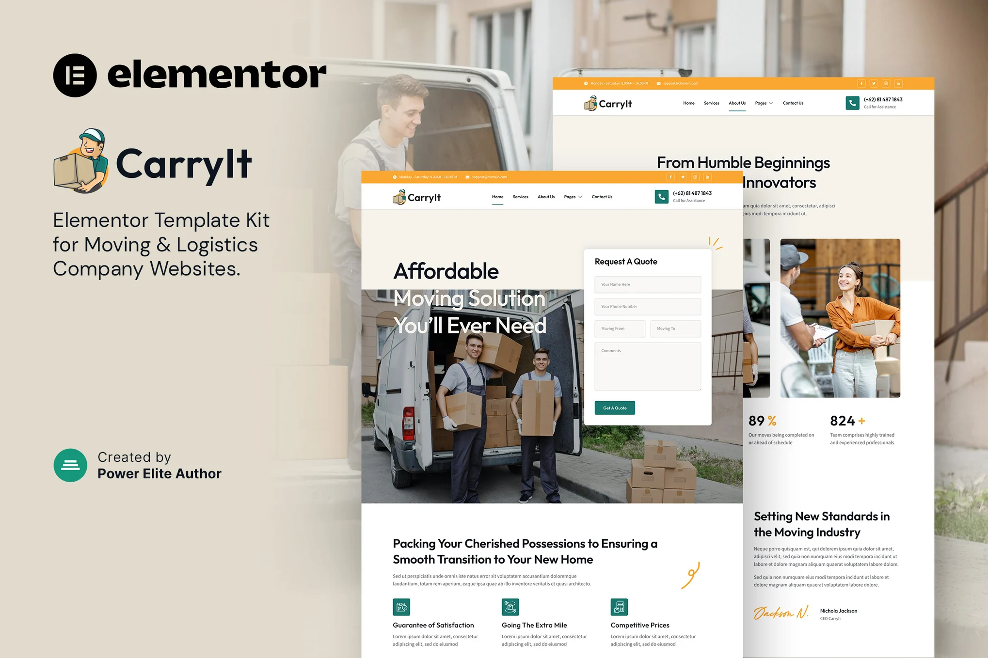 CarryIt - Moving & Logistics Company Elementor Template Pack - Photon Flux | Servicio de Reparaciones Profesional WordPress, Alcance Global, Respuesta Rápida