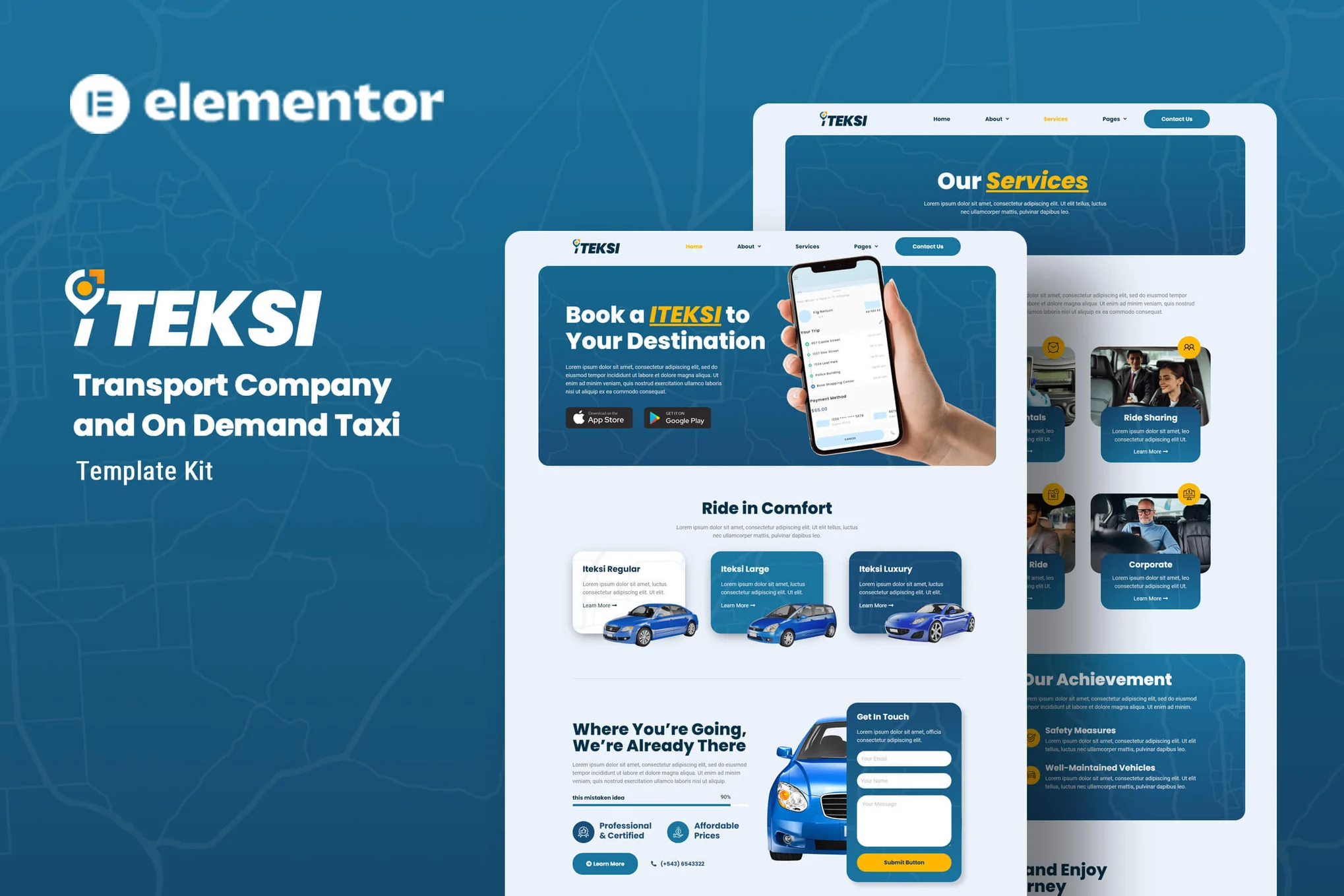 Iteksi – 运输公司与出租车应用 Elementor 模板包-光子波动网 | 专业WordPress修复服务，全球范围，快速响应