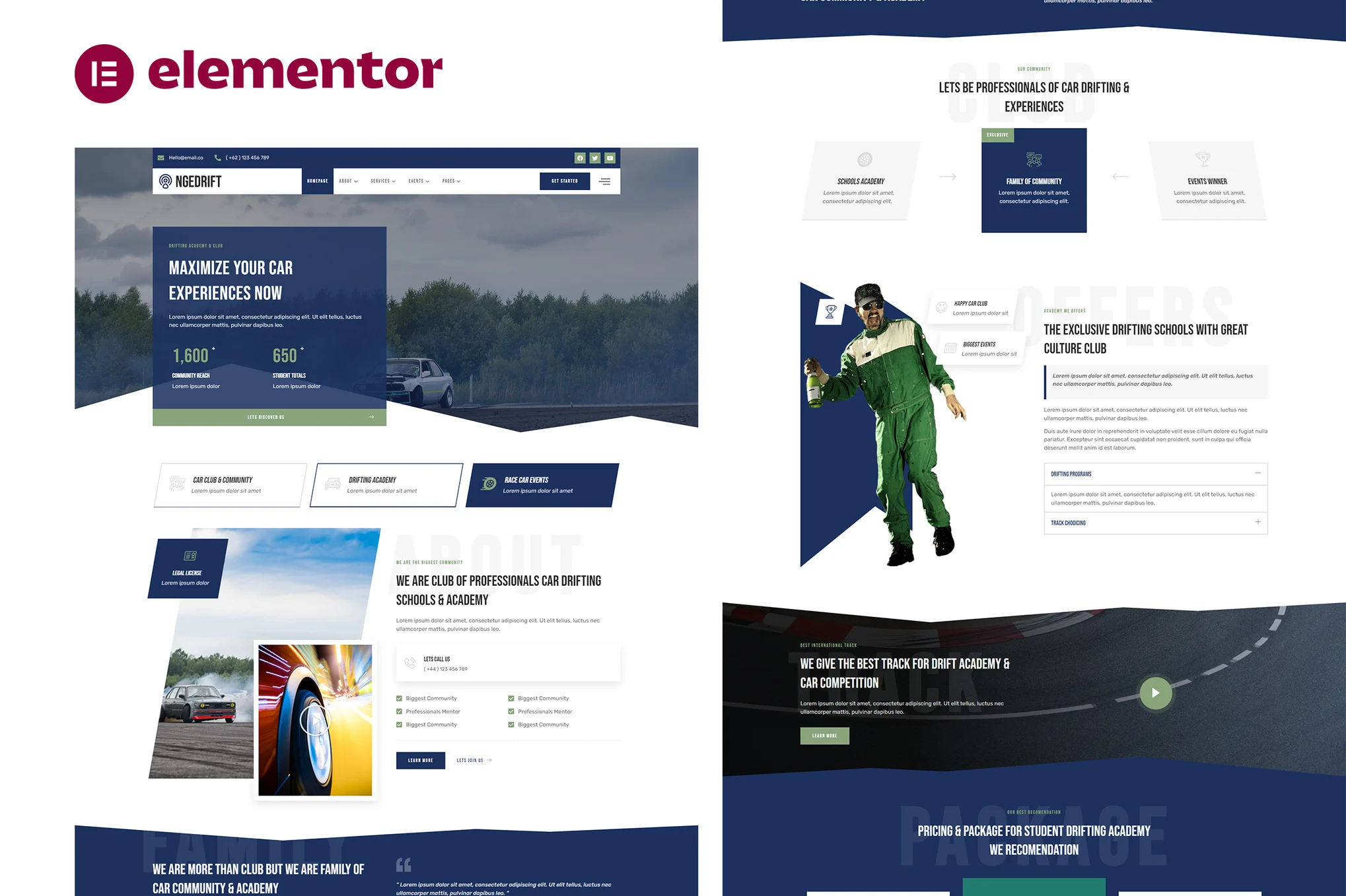 ドリフトスクールアカデミー＆カークラブ Elementor テンプレートパック - Photonwave.com｜プロのWordPress修理サービス、グローバルリーチ、迅速な対応