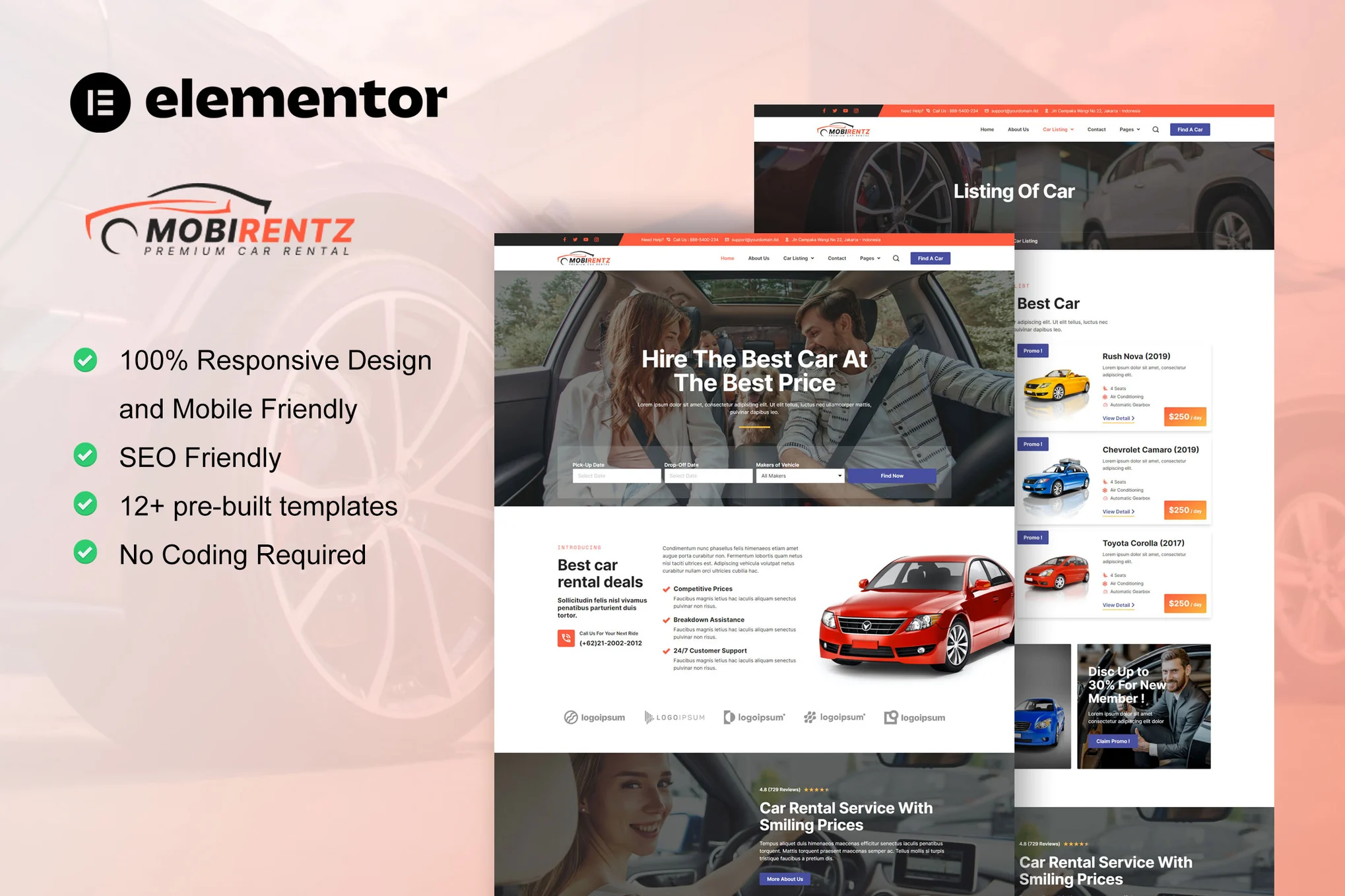 Mobirentz - Car Rental & Car Dealerships Elementor Template Pack - Photon Fluctuation Network | Professional WordPress Repair Service, Global Reach, Fast Response