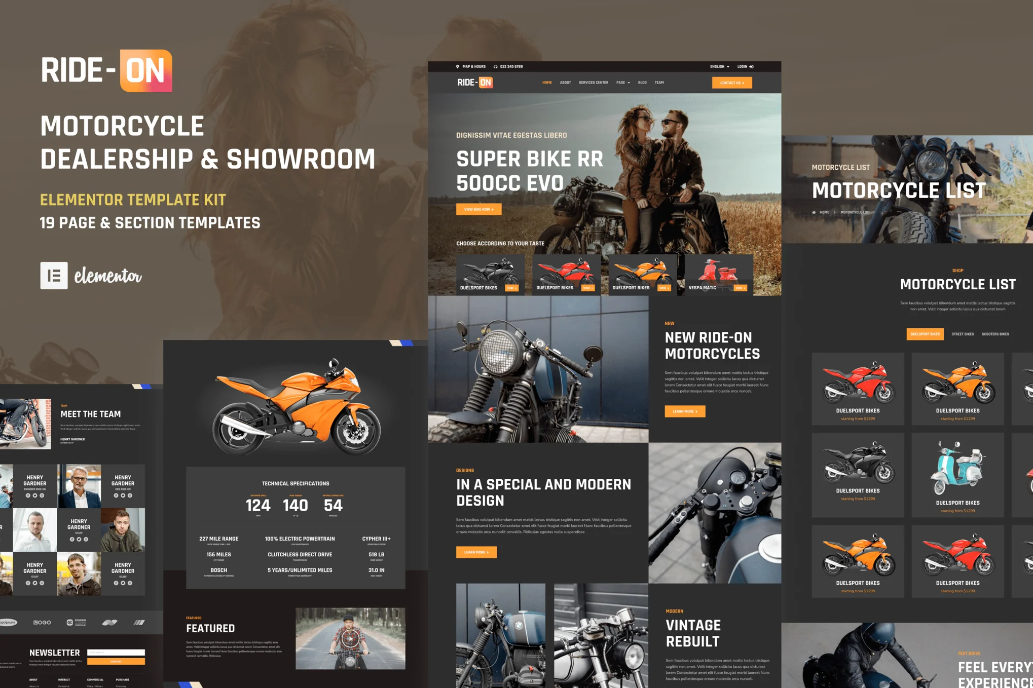 Ride ON - Motorcycle Dealer WordPress Elementor Template Pack - photonwave.com | Professional WordPress Repair Service, Worldwide, Fast Response