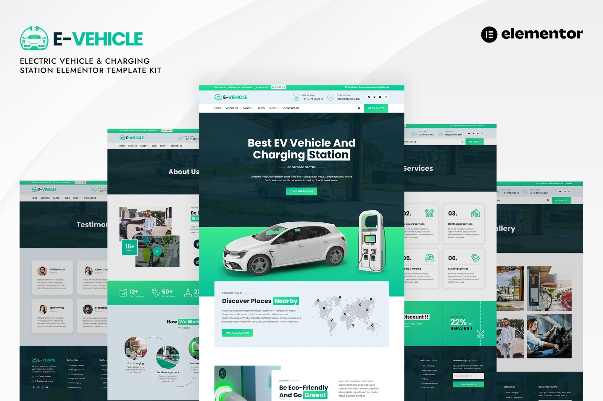 EVehicle - Electric Vehicle and Charging Station Elementor Template Package - Photon Flux | Service professionnel de réparation de WordPress, portée mondiale, réponse rapide