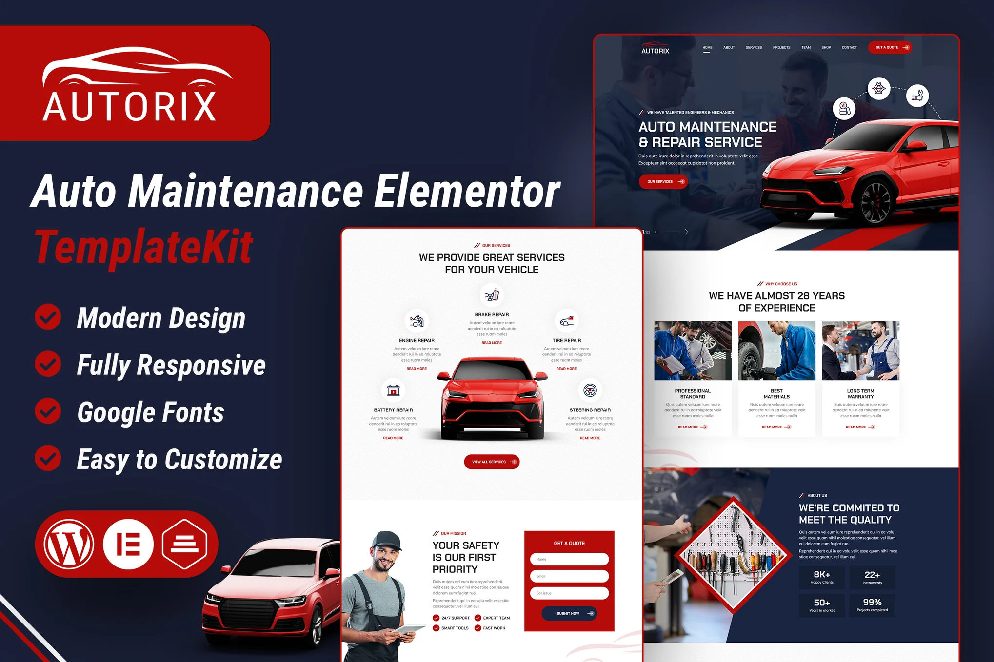 Autorix - Automotive Maintenance Elementor Template Pack - Photon Fluctuation Network | Service de réparation WordPress professionnel, dans le monde entier, réponse rapide