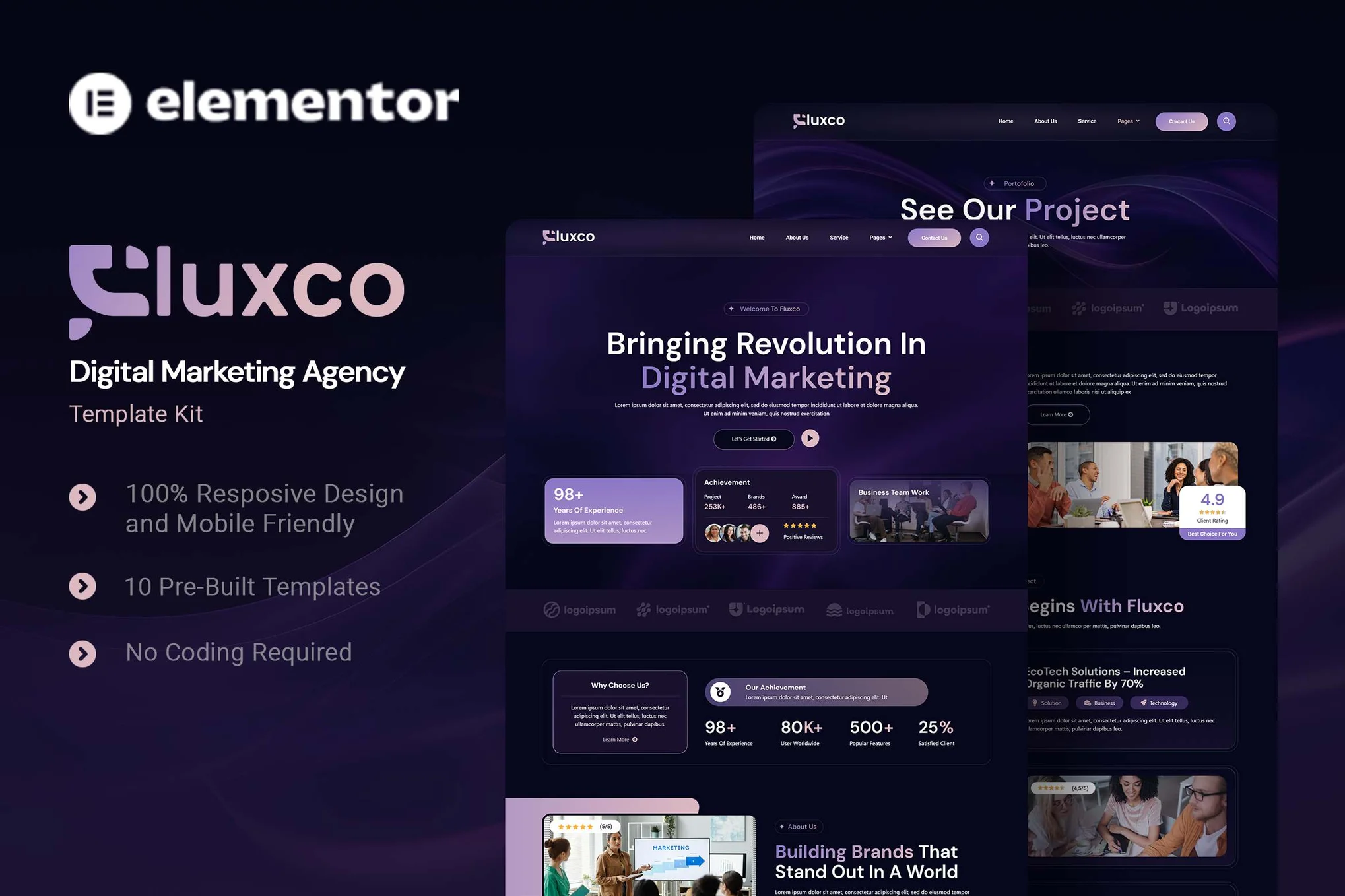 Fluxco – 数字营销机构 Elementor 模板套件-光子波动网 | 专业WordPress修复服务，全球范围，快速响应