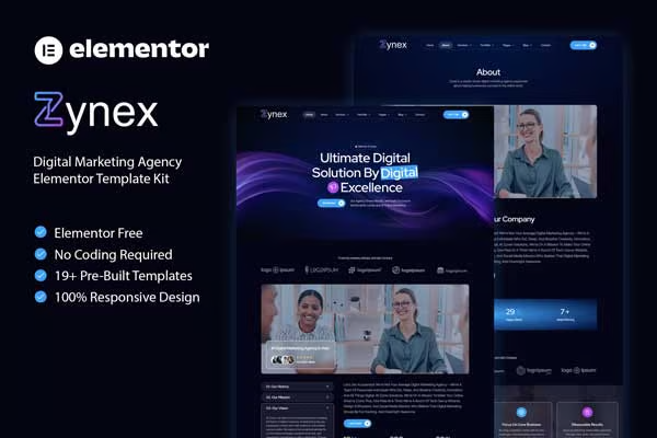 Zynex - Agence de marketing numérique Elementor Template Suite - photonwave.com | Service de réparation WordPress professionnel, portée mondiale, réponse rapide