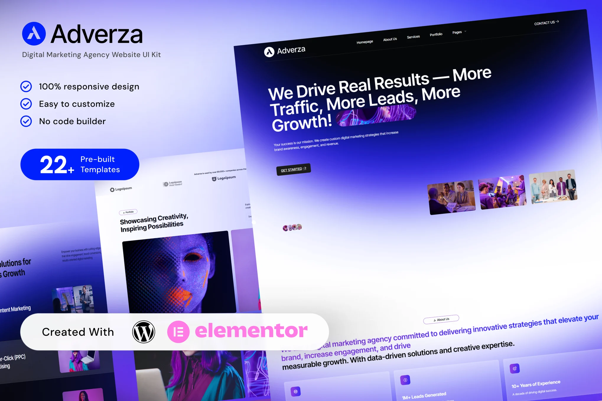 Adverza - Digital Marketing Agency Elementor Template Suite - photonwave.com | Service professionnel de réparation de WordPress, portée mondiale, réponse rapide