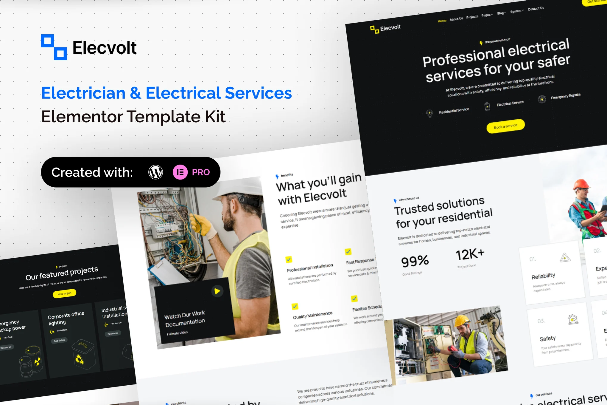 Elecvolt - Electrician & Electrical Services Elementor Template Kit - Photon Volatility Network | Professional WordPress Repair Services, Worldwide, Fast Response