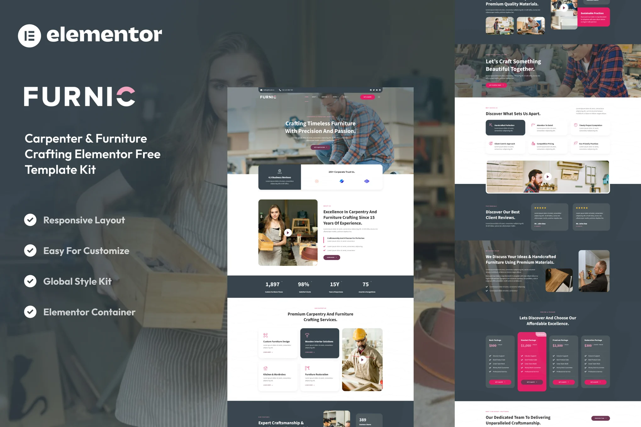 Furnic - Woodworking & Furniture Making Elementor Template Kit - Photon Flux | Servicio profesional de reparación de WordPress, alcance global, respuesta rápida