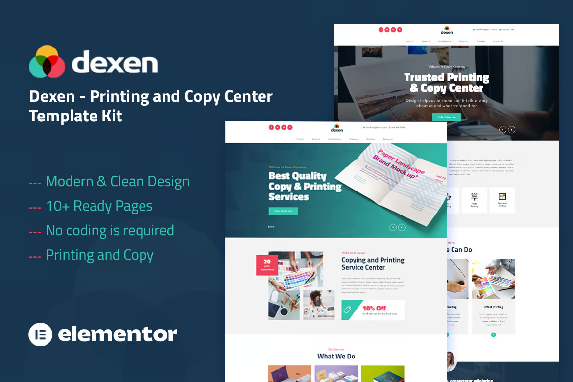 Dexen - Print & Copy Center Elementor Template Pack - Photon Fluctuation Network | Professional WordPress Repair Service, Worldwide, Fast Response