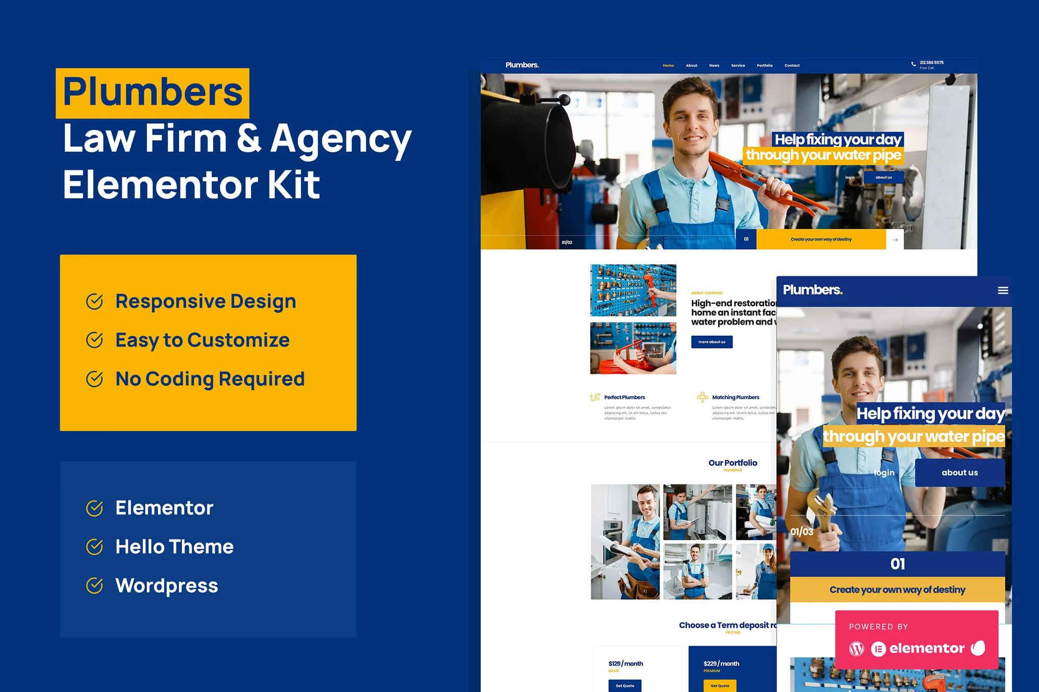 Plumber - Corporate & Commercial Elementor Pro Template Pack - PhotonPlumber.com | Professional WordPress Repair Service, Worldwide, Fast Response