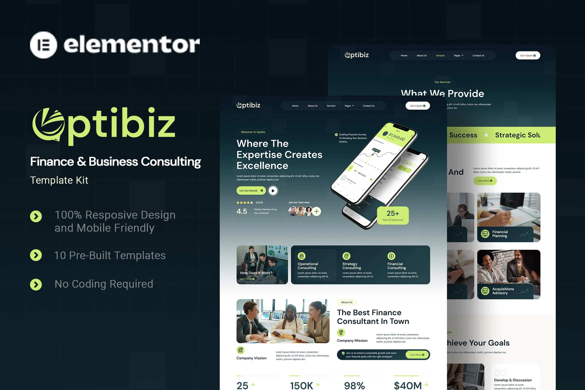 Optibiz - Financial & Business Consulting Elementor Template Pack - Photonflux.com | Service professionnel de réparation de WordPress, portée mondiale, réponse rapide