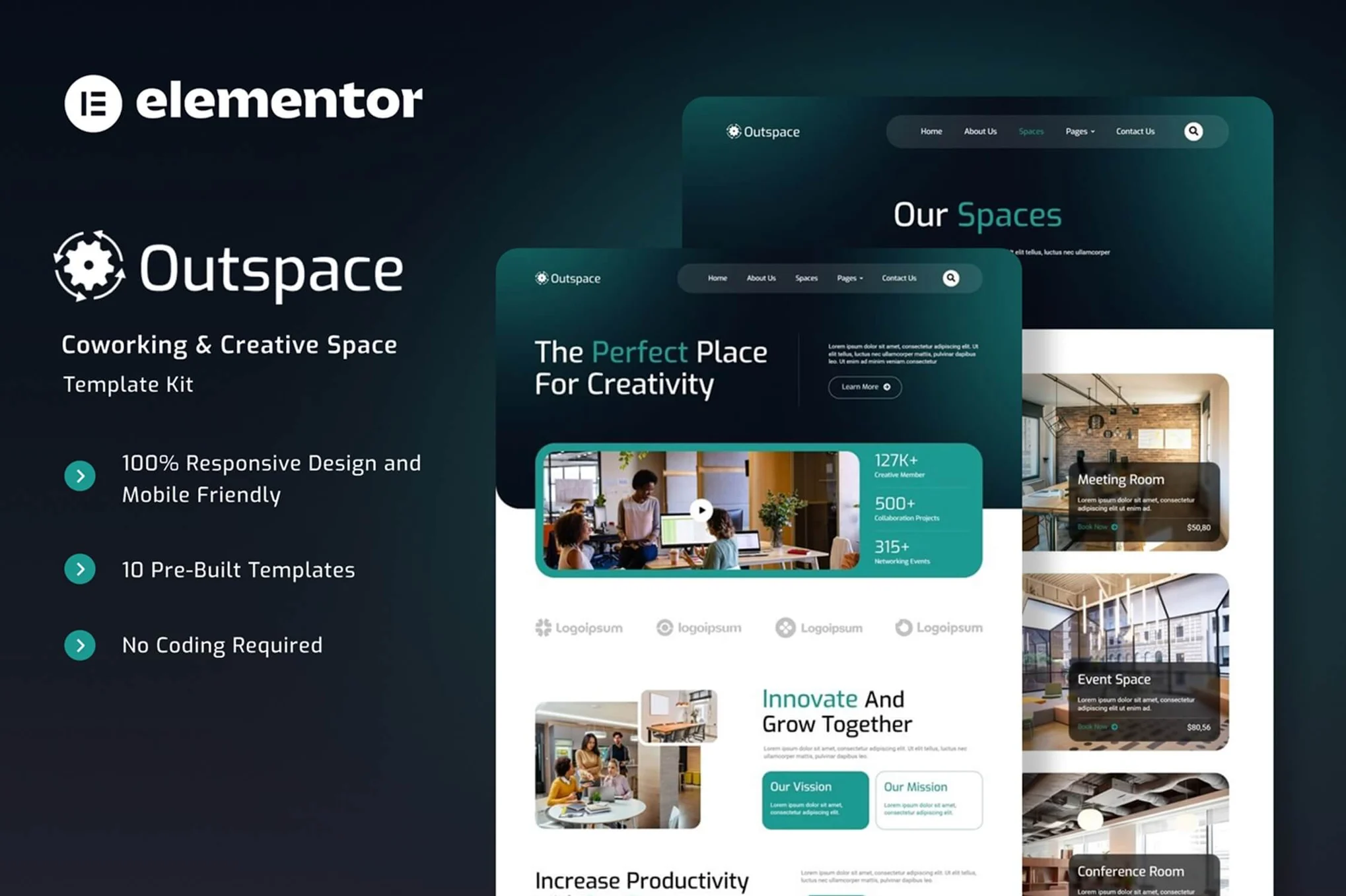 Outspace - Co-working & Creative Space Elementor Template Pack - Photon Flux｜プロのWordPress修理サービス、グローバル展開、迅速な対応