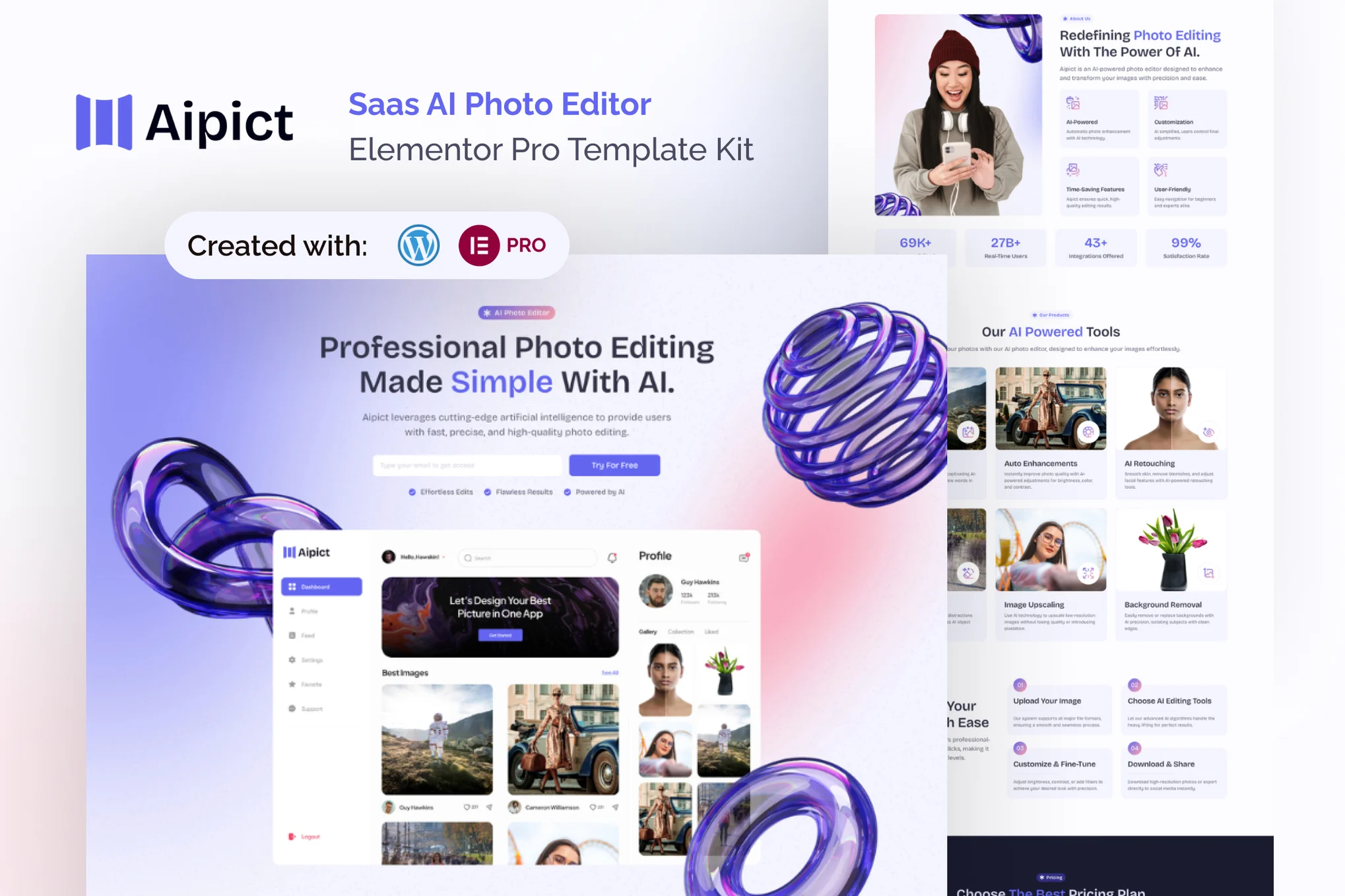 Aipict - SaaS AIフォトエディタウェブサイト Elementor Pro Template Pack - photonfluctuation.com｜専門家のワードプレス修理サービス、ワールドワイド、速いレスポンス