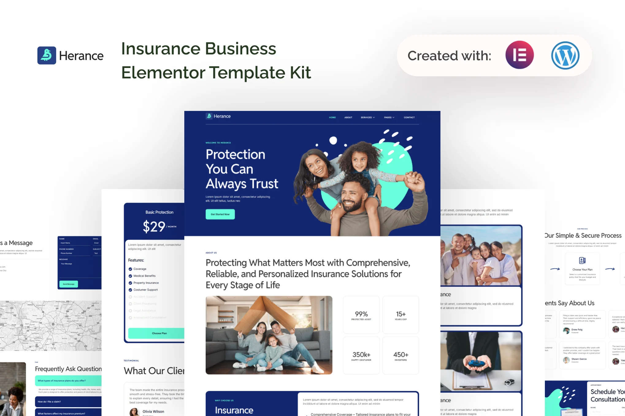 Herance - Insurance Company Elementor Template Suite - Photonflux.com | Service de réparation WordPress professionnel, portée mondiale, réponse rapide