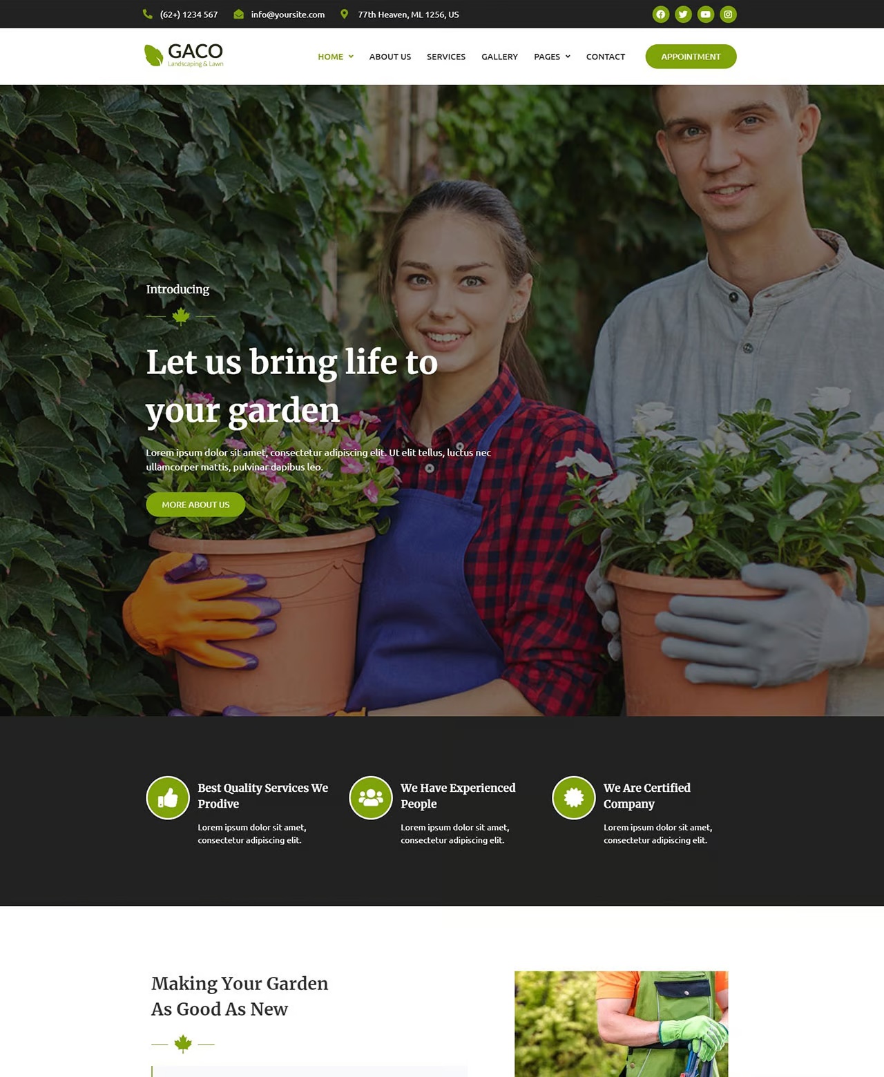 Gaco - Landscape & Gardening Elementor Template Kit - Photon Flux Network | Professional WordPress repair service, global reach, quick response