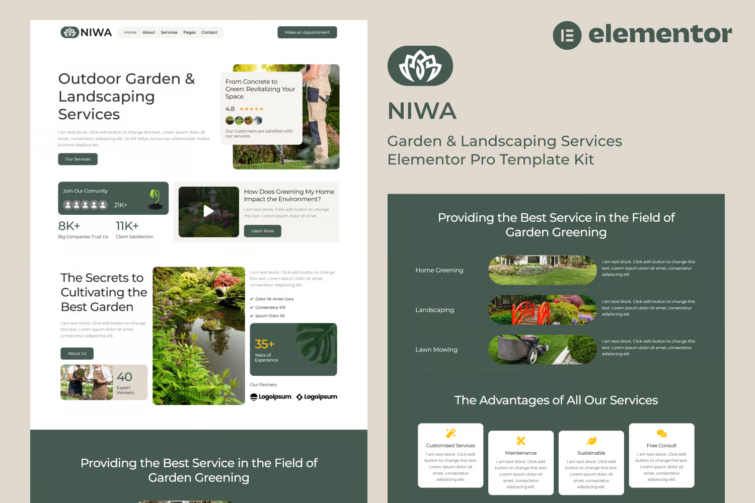 Niwa - Garden & Horticulture Services Elementor Pro Template Suite - Photon Flux Network | Professional WordPress Repair Service, Global Reach, Fast Response