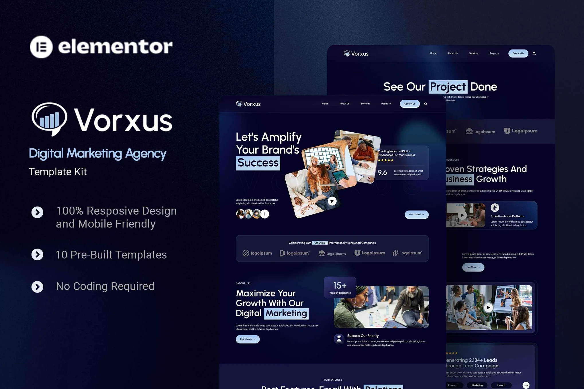 Vorxus – 数字营销机构 Elementor 模板套件-光子波动网 | 专业WordPress修复服务，全球范围，快速响应