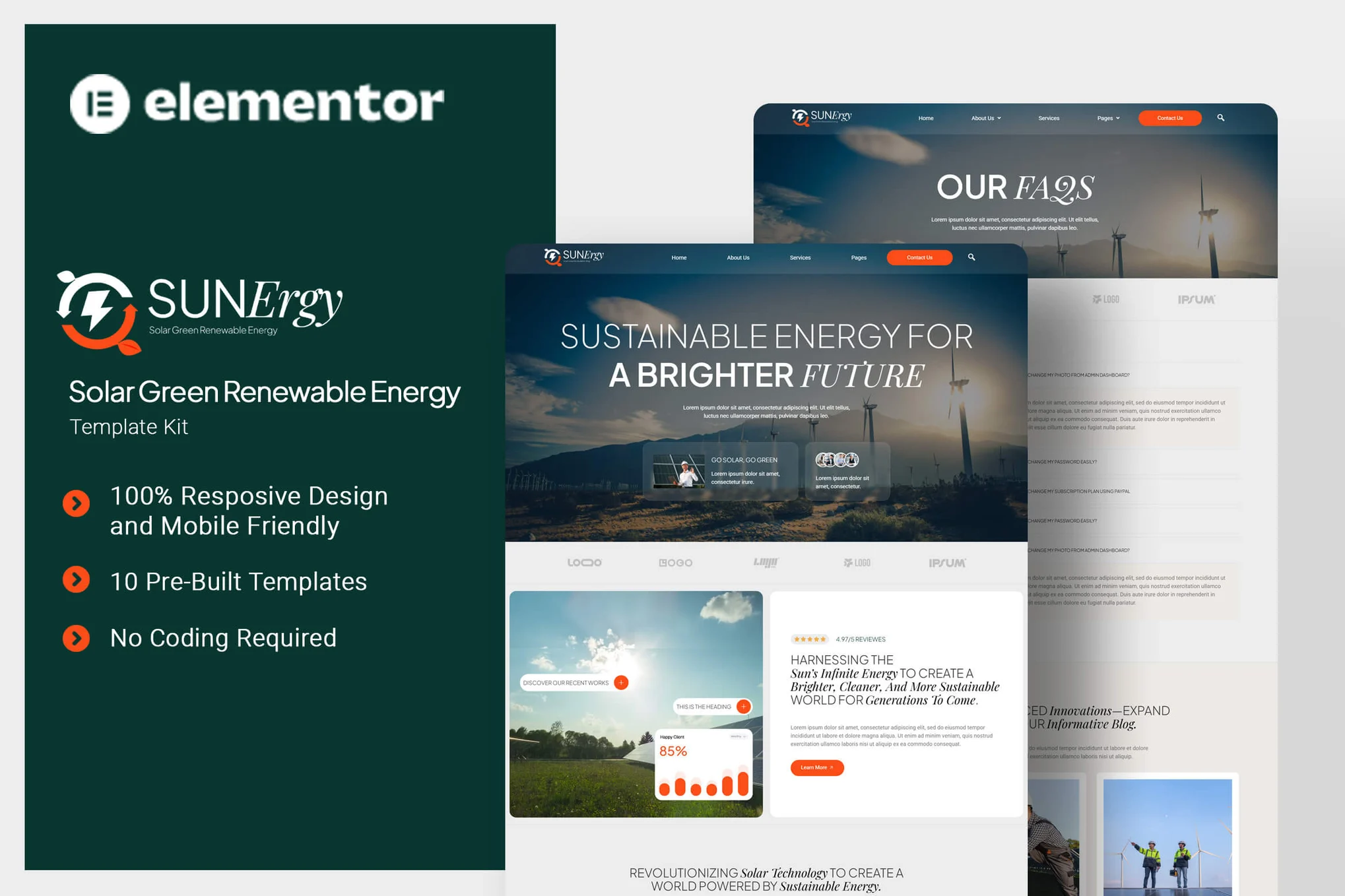 Sunergy - Solar & Green Renewable Energy Elementor Template Suite - Photon Flux | Professional WordPress Repair Service, Global Reach, Fast Response