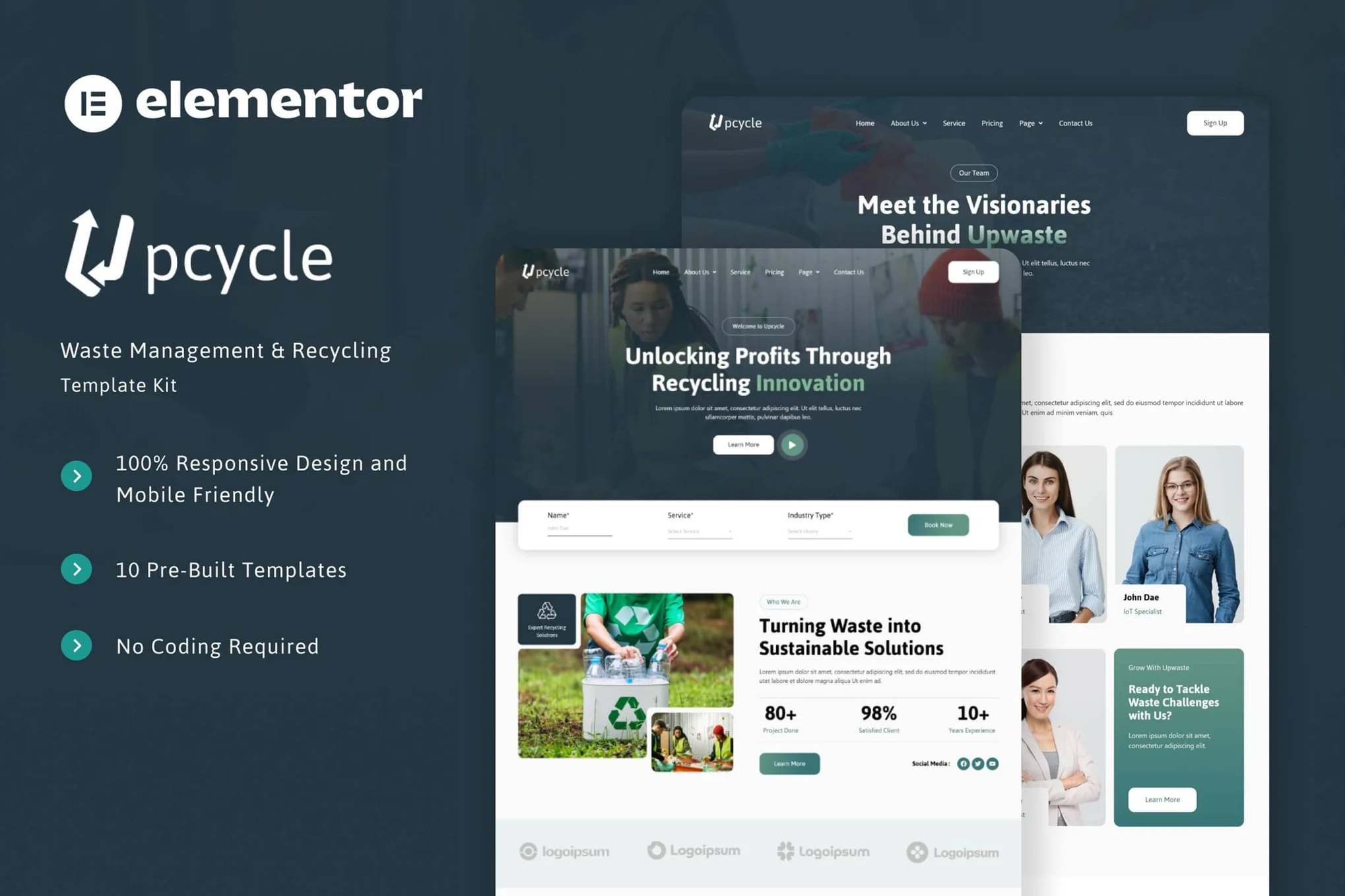 Upcycle - Waste Management & Recycling Elementor Template Suite - Photon Flux | Service de réparation WordPress professionnel, portée mondiale, réponse rapide