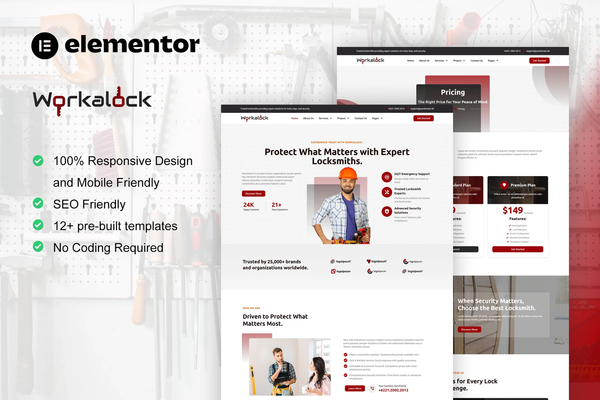 WorkaLock - Locksmith & Key Making Services Elementor Pro Template Kit - Photon Fluctuation Network | Professional WordPress Repair Service, Global Reach, Fast Response