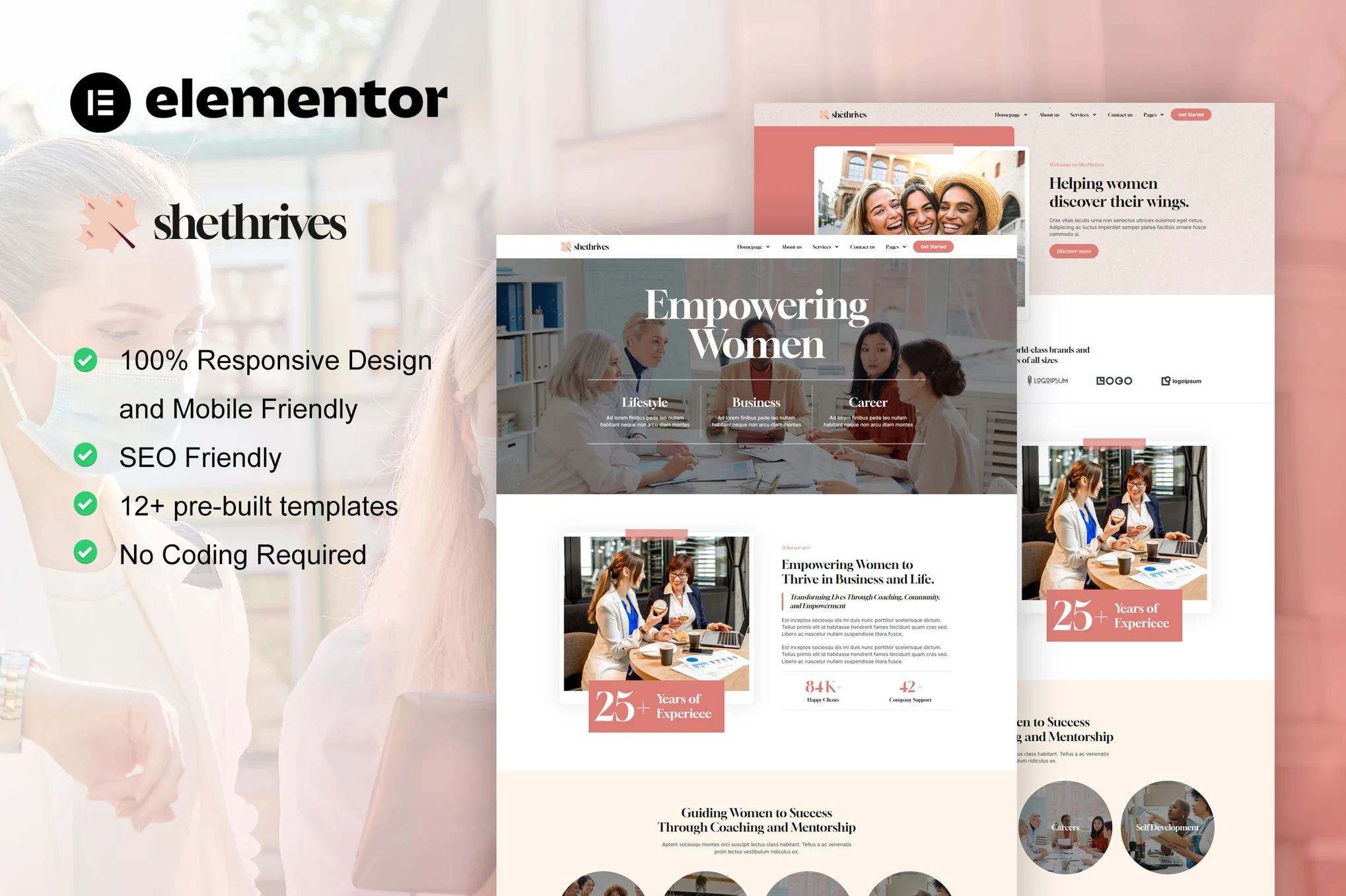 SheThrives - Elementor Pro Template Suite for Women's Businesses - Photonflux.com | Professional WordPress Repair Services, Worldwide, Fast Response