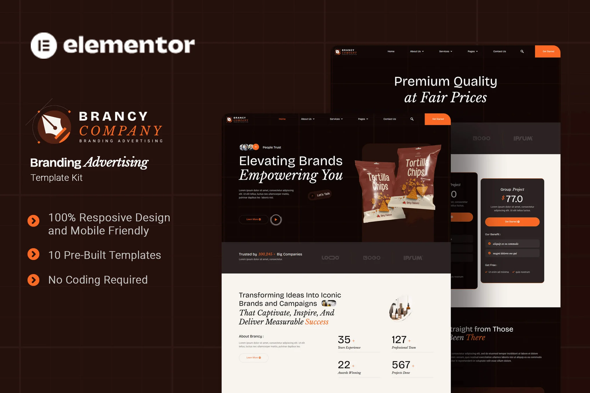 Brancy - Brand Ads Elementor Template Suite - Photon Flux | Service de réparation WordPress professionnel, portée mondiale, réponse rapide