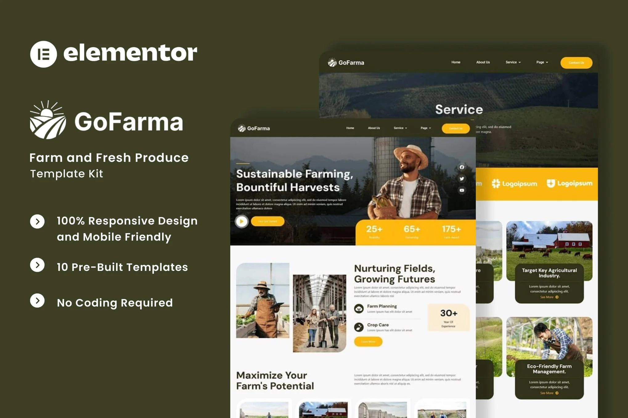 Gofarma - Farm & Fresh Produce Elementor Template Suite - photonflux.com | Service de réparation WordPress professionnel, portée mondiale, réponse rapide