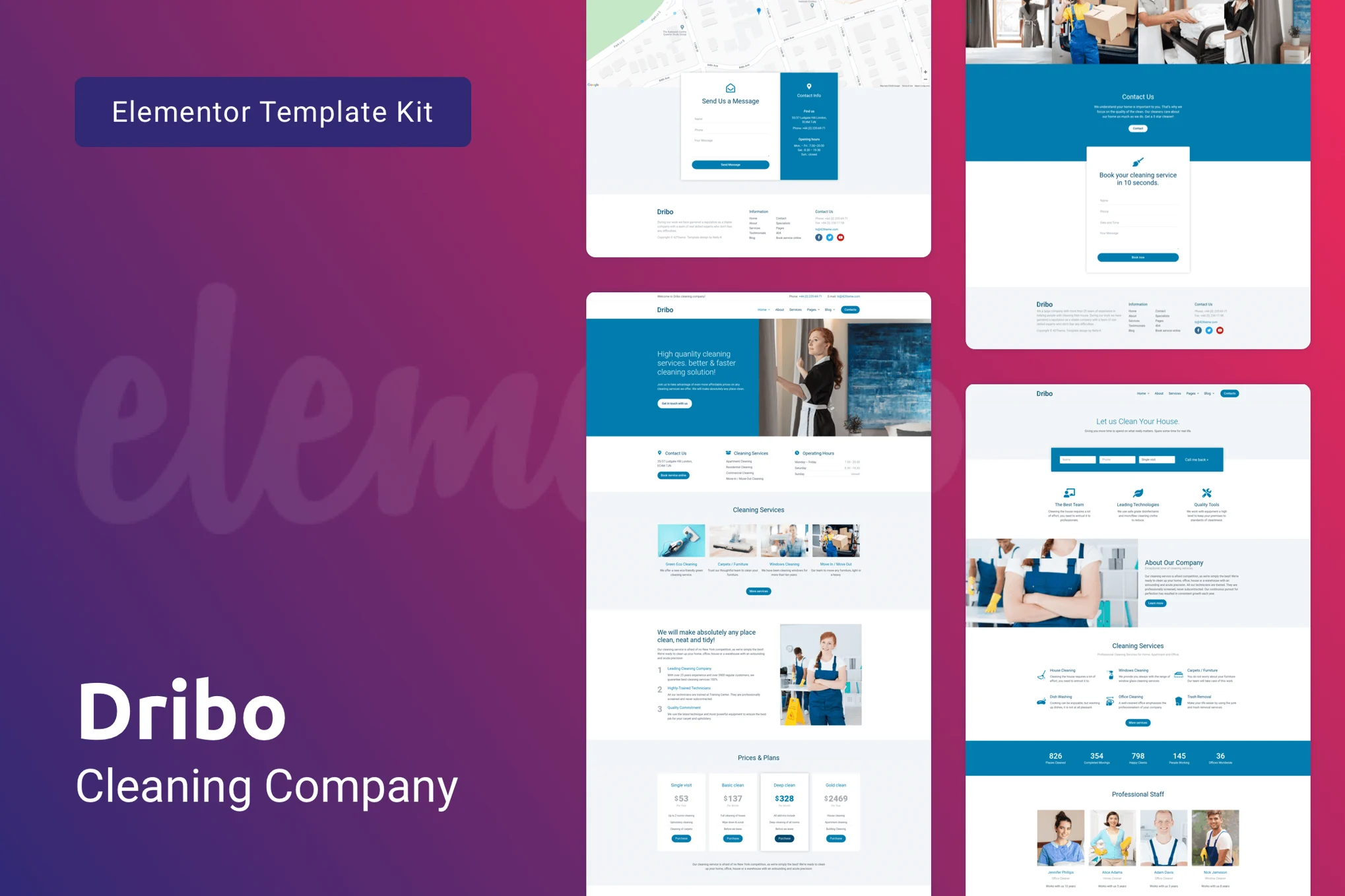 Dribo - Cleaning Company Elementor Template Suite - Photonwave.com | Servicio profesional de reparación de WordPress, alcance global, respuesta rápida