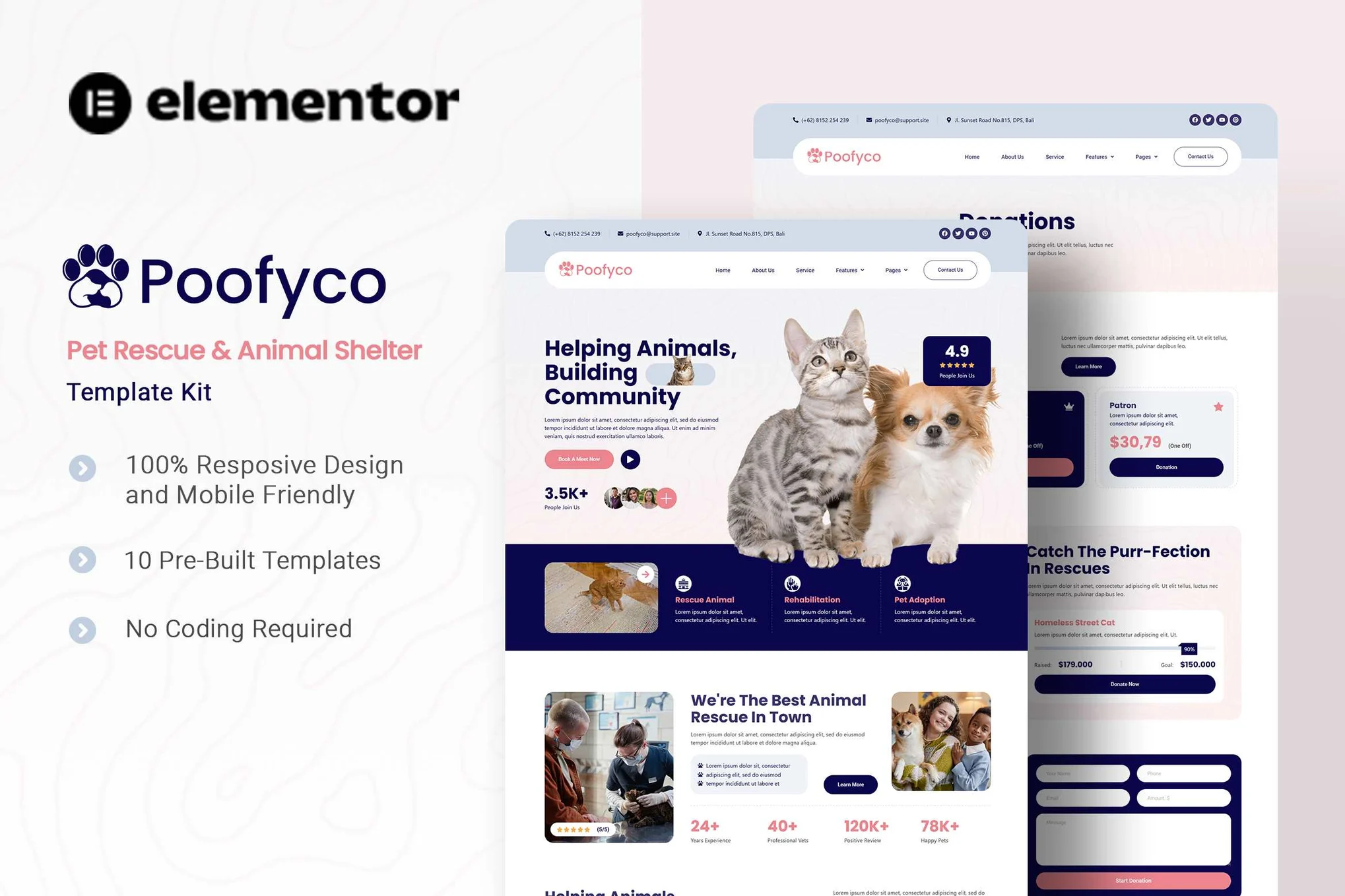 Poofyco - Pet Rescue & Animal Shelter Elementor Template Suite - Photon Fluctuation Network | Servicio profesional de reparación de WordPress, alcance global, respuesta rápida