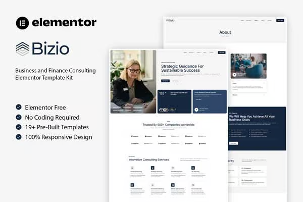 Bizio - Business & Financial Consulting Elementor Template Suite - Photon Flux Network | Servicio profesional de reparación de WordPress, alcance global, respuesta rápida