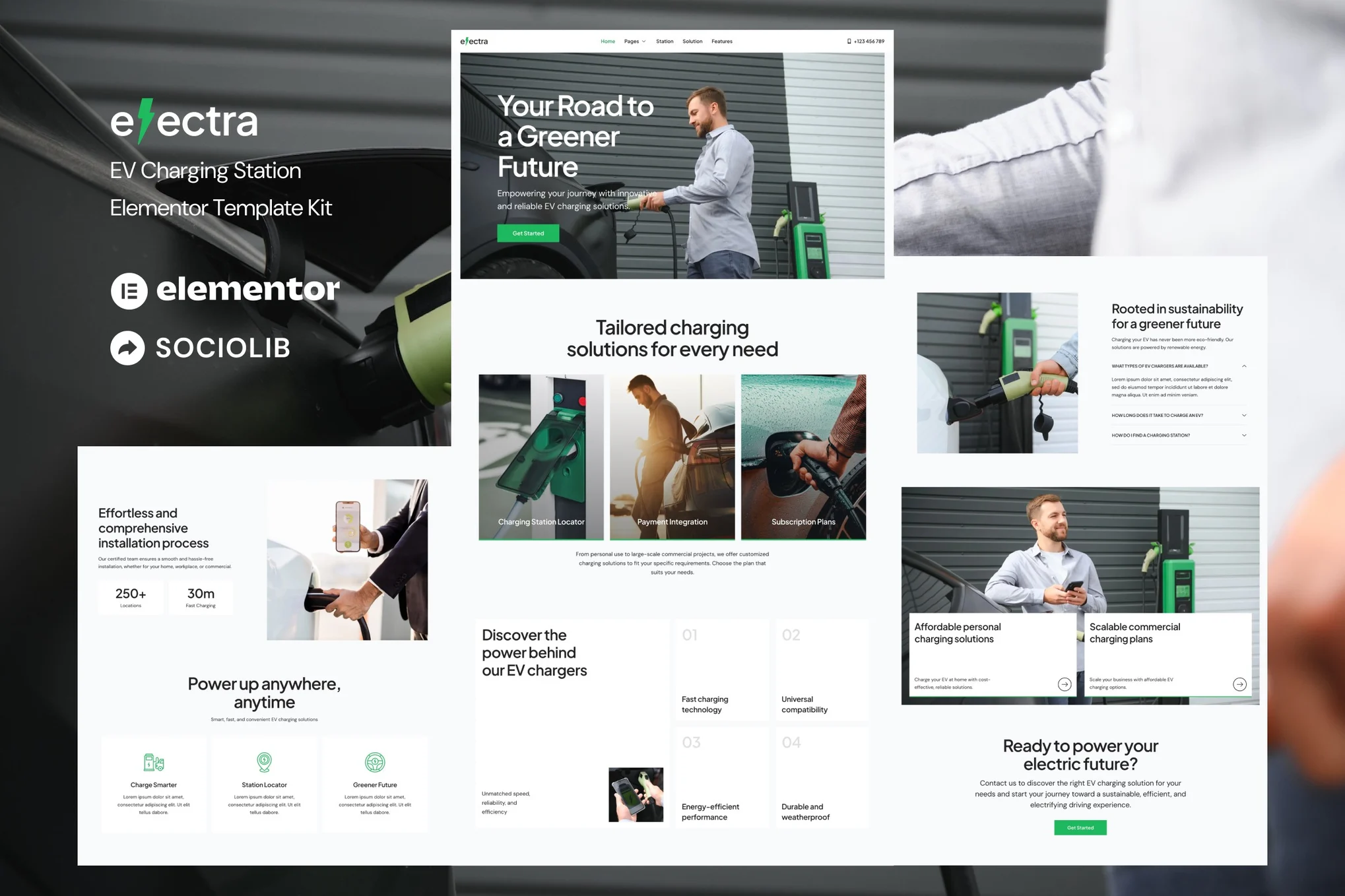 Electra - 電気自動車充電ステーション Elementor テンプレートキット - Photon Flux｜WordPress修理サービス プロフェッショナル、グローバルリーチ、迅速対応