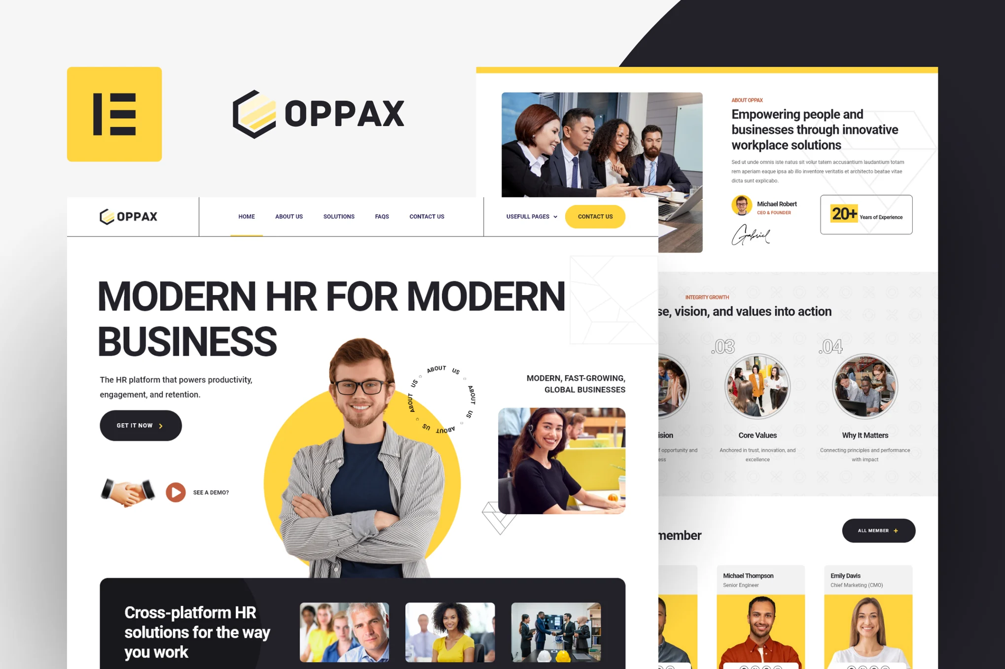 Oppax – 人力资源解决方案 Elementor 模板套件-光子波动网 | 专业WordPress修复服务，全球范围，快速响应