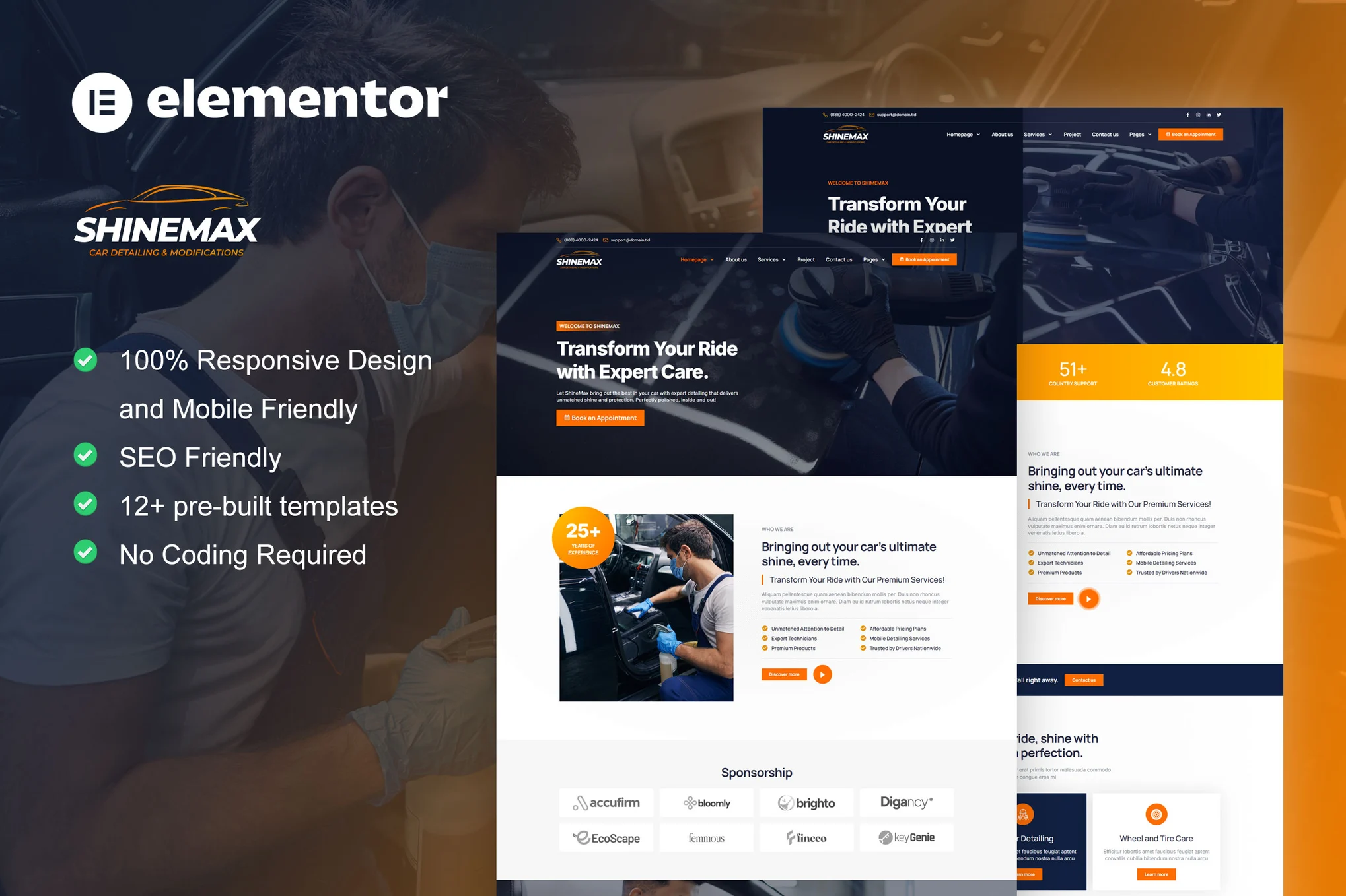 ShineMax - Car Detailing & Repair Service Elementor Pro Template Kit - Photon Flux | Professional WordPress Repair Service, Global Reach, Fast Response