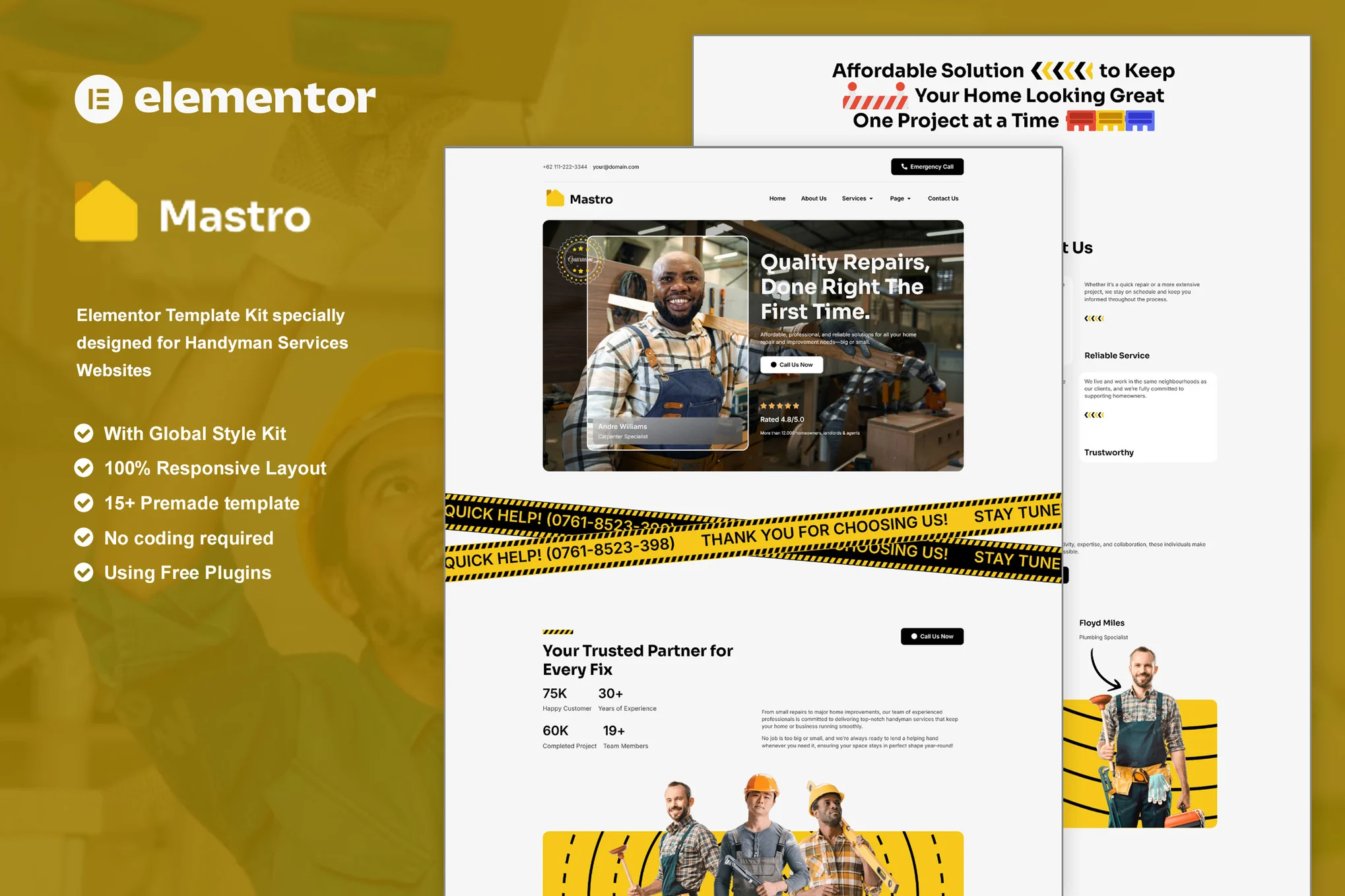 Mastro - Home Repair Service Elementor Template Kit - Photon Fluctuation Network | Professional WordPress Repair Service, Worldwide, Fast Response