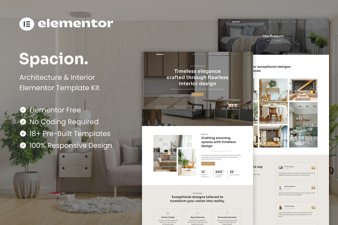 Spacion - Architecture and Interior Design Elementor Template Suite - Photonflux.com | Service professionnel de réparation de WordPress, portée mondiale, réponse rapide