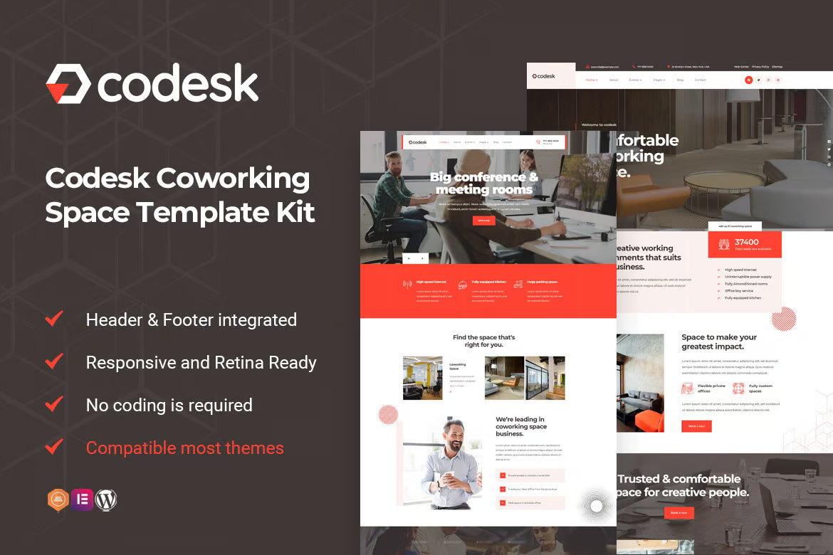 Codesk – 联合办公空间 Elementor 模板套件-光子波动网 | 专业WordPress修复服务，全球范围，快速响应