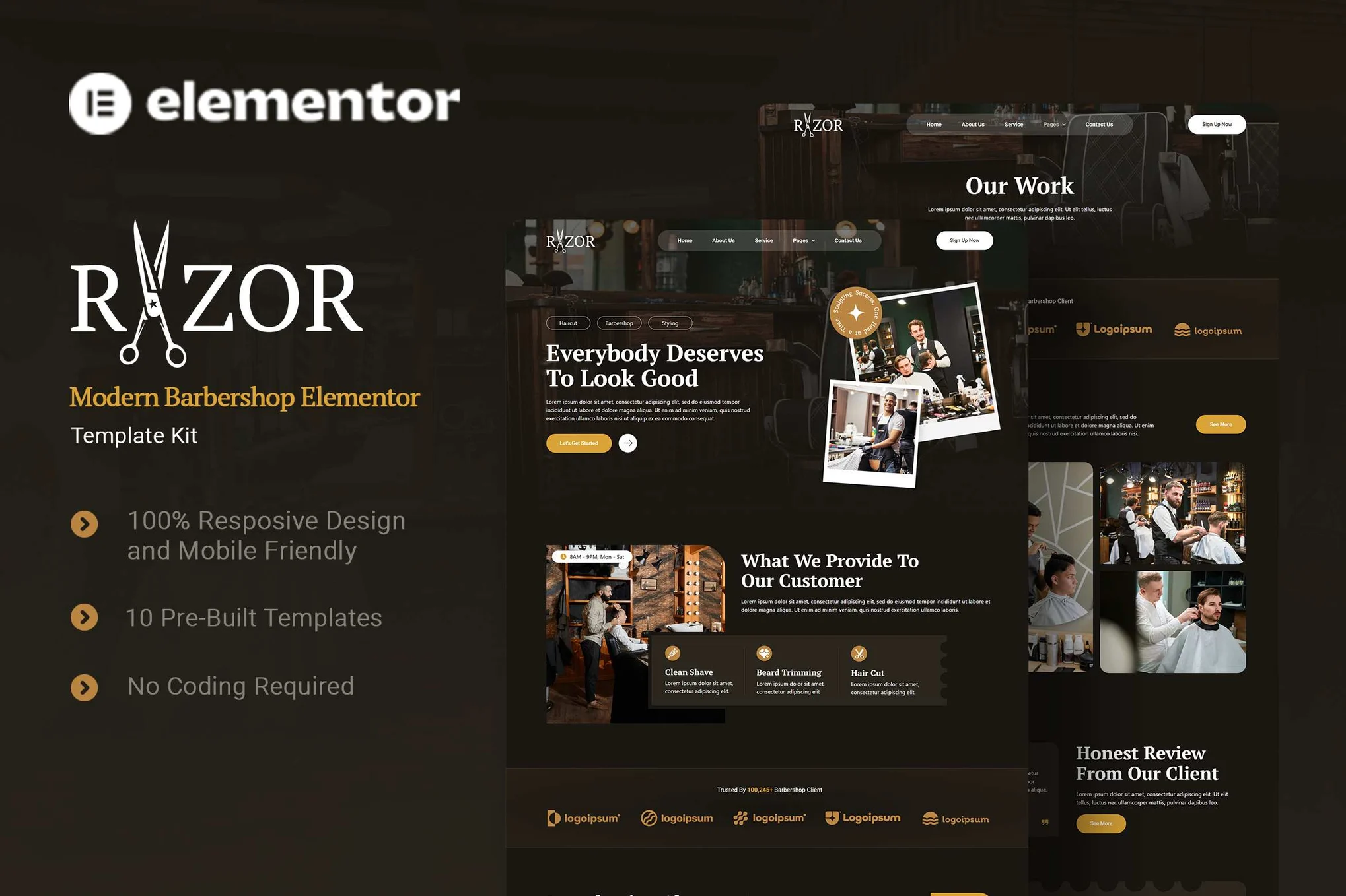 Razor – 现代理发店 Elementor 模板套件-光子波动网 | 专业WordPress修复服务，全球范围，快速响应