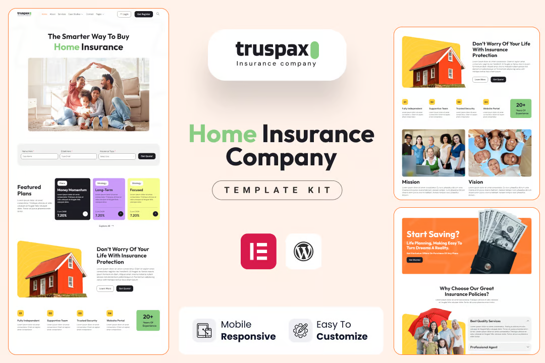 Truspax – 保险代理 Elementor 模板套件-光子波动网 | 专业WordPress修复服务，全球范围，快速响应